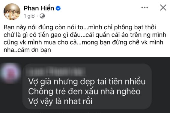 Phan Hiển đáp trả căng đét khi bị mỉa mai lấy vợ già nhưng nhiều tiền